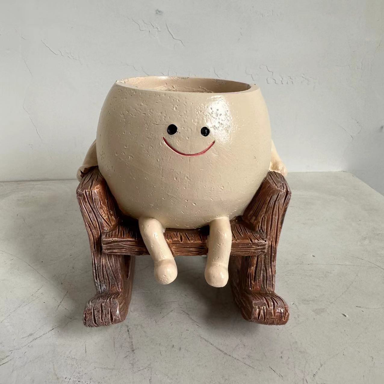 Resin lady rocking chair decorative flower pot product shot