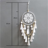 Full 60cm length view of the romantic wall dream catcher showing tassel hanging straight down