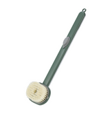 Green shower brush with long handle and soft bristles