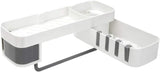 Empty rotating shower shelf showing 4 hooks