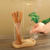 Solid Wood Incense Burner Holder with Incense Sticks Natural Setting