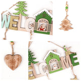 Splendas wooden Christmas welcome sign ornaments all three styles flat lay display