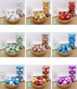 Splendas PVC bright Christmas tree ball ornaments shown in all color variants grid view