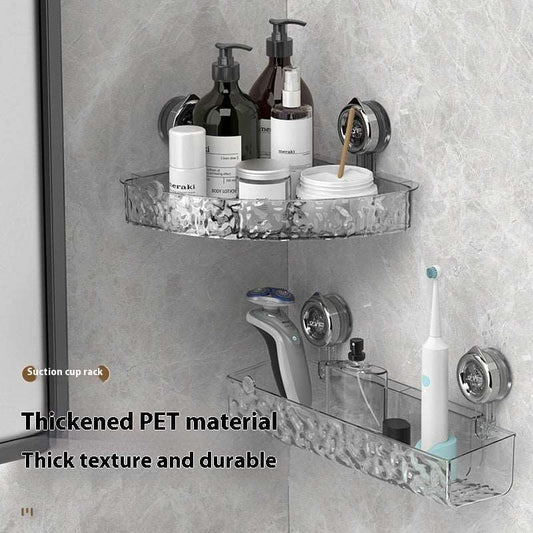 Suction cup shower shelf transparent corner bathroom caddy display