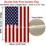 USA flag garden decoration linen fabric texture close up detail