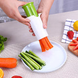 Fruit vegetable slicer cutter sliced vegetables result on plate