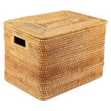 Handmade Vietnamese Rattan Storage Basket - Natural Woven Front View