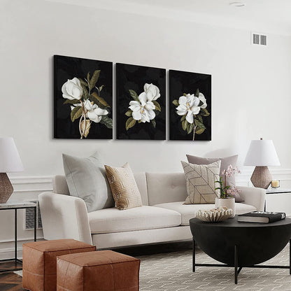 3 Pcs Magnolia Flowers Canvas Wall Art