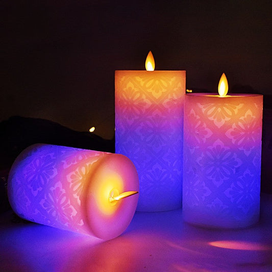 LED Hollow Pattern 18-key Remote Control Electronic Candle Decoration Lamp