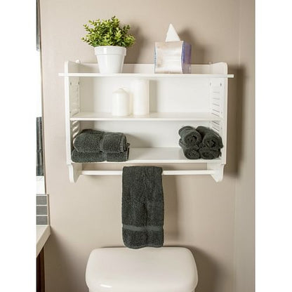 White Slatted Bathroom Wall Shelf