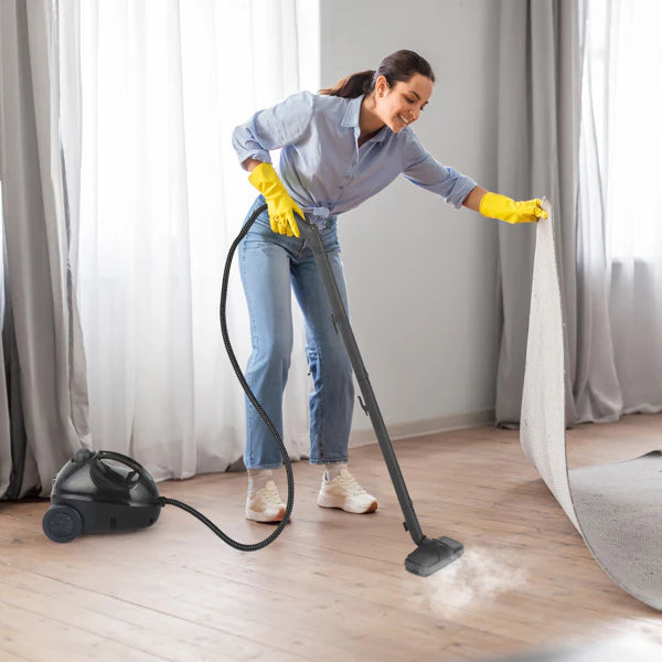 1500W black steam floor cleaner 1200ml full product view