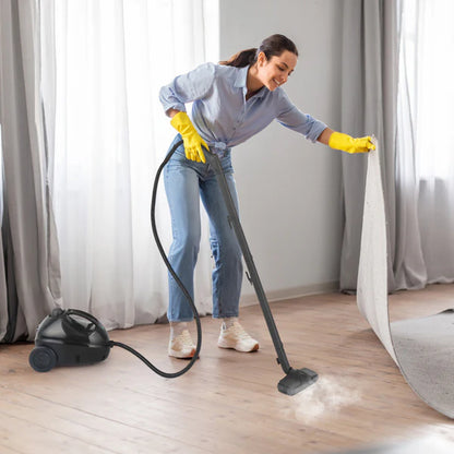1500W black steam floor cleaner 1200ml full product view