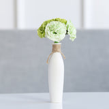 Ceramic Vase with Artificial Flowers Set – 8 Piece Bundle | White Modern Vase & 6 Flower Bunches