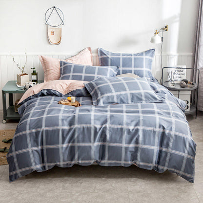 Cotton Bed Linen Set - Floral 4-Piece with Duvet Cover | Soft Breathable | Twin Queen King