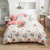 Splendas Floral Cotton Bed Linen Set Soft Breathable 4-Piece Duvet Cover | Twin Queen King
