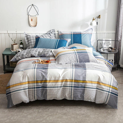 Cotton Bed Linen Set - Floral 4-Piece with Duvet Cover | Soft Breathable | Twin Queen King