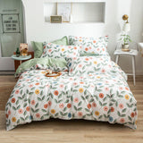 Splendas Floral Cotton Bed Linen Set Soft Breathable 4-Piece Duvet Cover | Twin Queen King