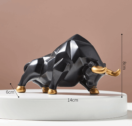Geometric Bull Statue Abstract Bull Sculpture Resin Wolf Figurine Animal Wildlife Ornaments