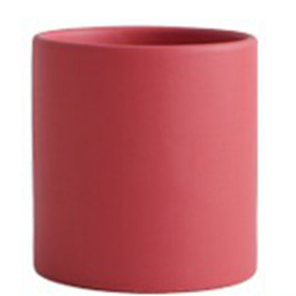 Nordic Colorful Ceramic Cylindrical Shape Flower Pot With Hole Tray