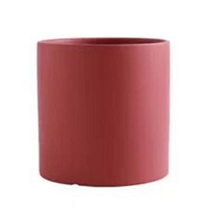 Nordic Colorful Ceramic Cylindrical Shape Flower Pot With Hole Tray