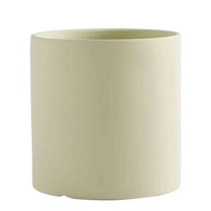 Nordic Colorful Ceramic Cylindrical Shape Flower Pot With Hole Tray