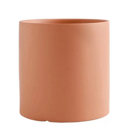 Nordic Colorful Ceramic Cylindrical Shape Flower Pot With Hole Tray