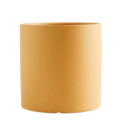 Nordic Colorful Ceramic Cylindrical Shape Flower Pot With Hole Tray