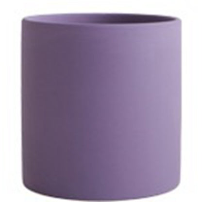 Nordic Colorful Ceramic Cylindrical Shape Flower Pot With Hole Tray