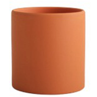 Nordic Colorful Ceramic Cylindrical Shape Flower Pot With Hole Tray