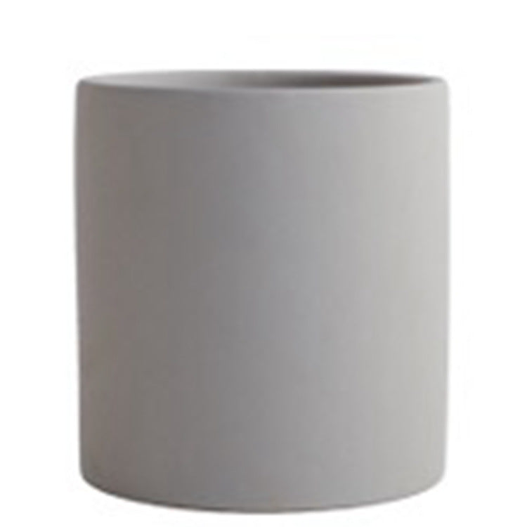 Nordic Colorful Ceramic Cylindrical Shape Flower Pot With Hole Tray