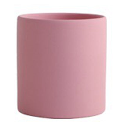 Nordic Colorful Ceramic Cylindrical Shape Flower Pot With Hole Tray