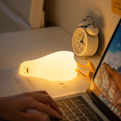 Flat Duck Silicone Night Light Children's Bedside Table Lamp Night Light Pat Dimming Atmosphere Table Lamp Gift