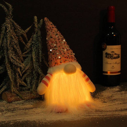 Christmas Gnome Ornaments Glowing Faceless Doll with Light for Party Decoration