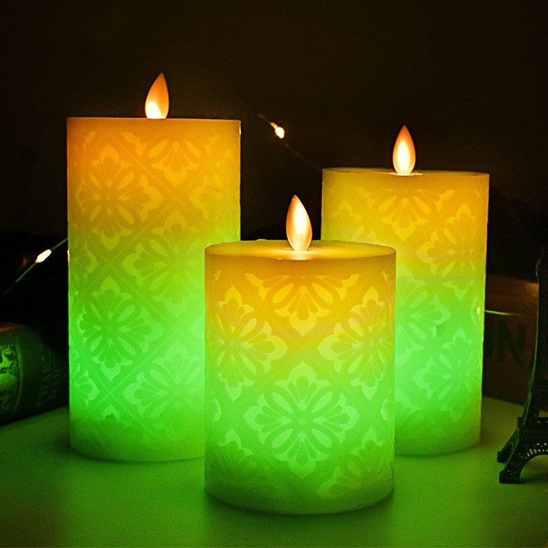 LED Hollow Pattern 18-key Remote Control Electronic Candle Decoration Lamp