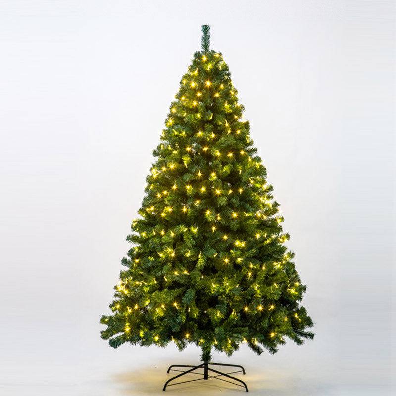 7FT Pre-lit Artificial Christmas Tree Premium Spruce Hinged Xmas Tree with LED Lights & Metal Stand for Indoor Use