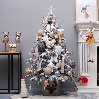 Snow Flocked Artificial Christmas Tree, Pre-Decorated Hinged Decorated Trees, with Star Ornaments Eco-Friendly Xmas Tree