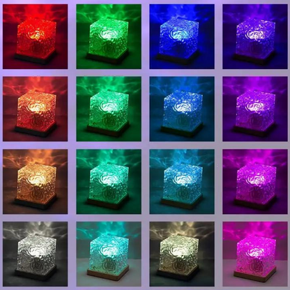 LED Water Ripple Ambient Night Light USB Rotating Projection Crystal Table Lamp