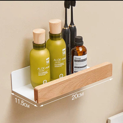 Solid Wood Bathroom Non-perforated Shelves