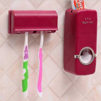 Wall Mounted Toothpaste Dispenser Holder With 5 pcs Toothbrush Holder
