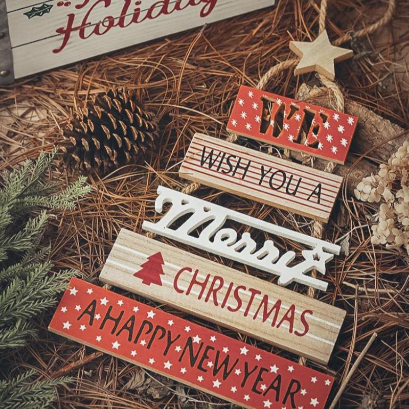 Christmas Wooden English Blessing Listing Wall Decorations