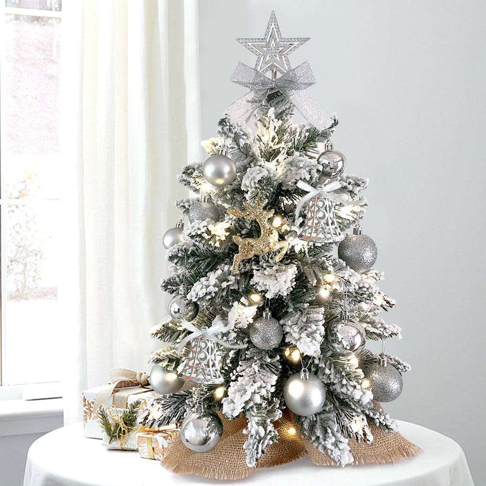 2ft mini Christmas tree with lights in silver