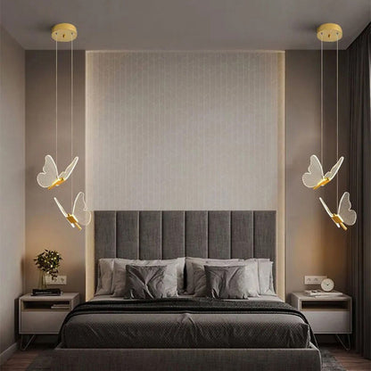 Long Line Modern Minimalist Bedroom Butterfly Bedside Chandelier Lamp