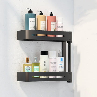 360 rotating aluminum bathroom shelf with skincare products