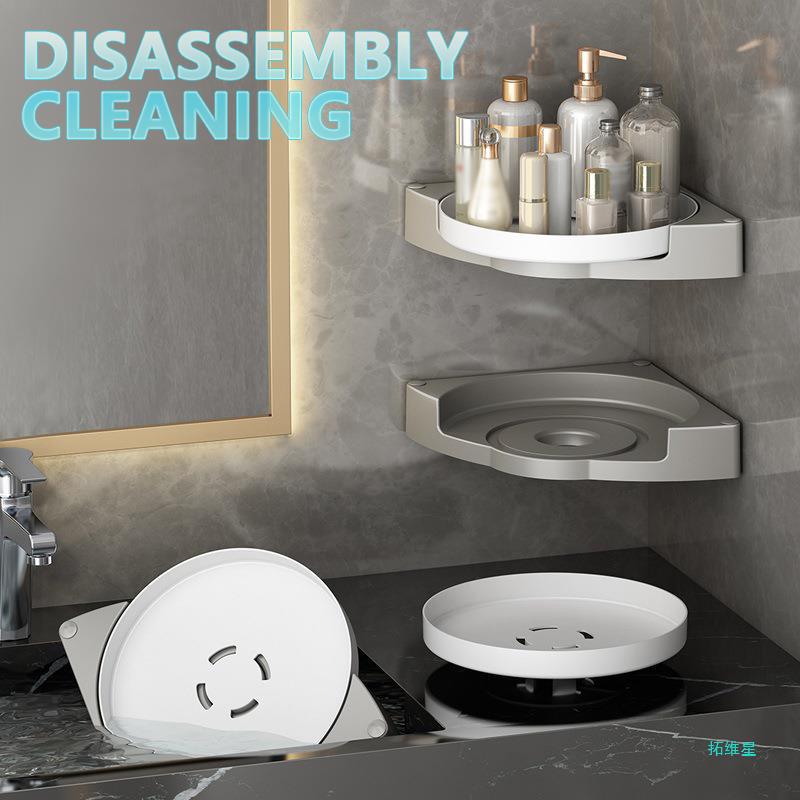 Two layer 360 rotating bathroom shelf organizer