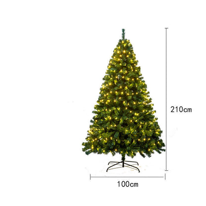 7FT Pre-lit Artificial Christmas Tree Premium Spruce Hinged Xmas Tree with LED Lights & Metal Stand for Indoor Use