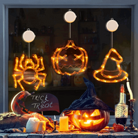 Halloween Window Hanging LED Lights Spider Pumpkin Hanging Ghost Horror Atmosphere Lights Holiday Party Decorative Lights Home Decor