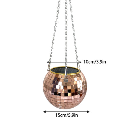 Hanging Mirror Ball Flowerpot Garden Hanging Basket