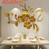 3D acrylic flower mirror wall decal white background product shot