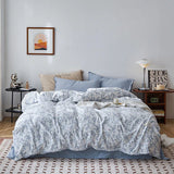 4 piece cotton bedding set blooming pinellia blue queen bedroom