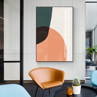 Abstract Stone Geometry Orange Black Color Block Canvas Painting Background Art Wall Picture Poster Living Room Decoration With Frame